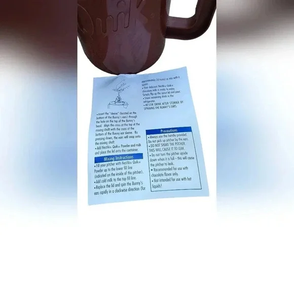 Vintage Nestle Quick Nesquik Brown Chocolate Milk Bunny Mixer Pitcher 24oz​​​​​ - Picture 3 of 8